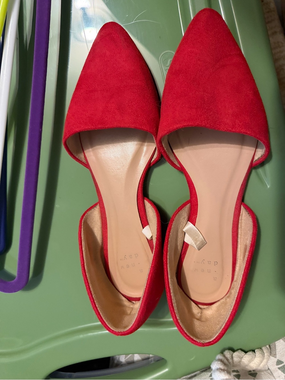 Red Pointed-Toe D'Orsay Flats - Women's